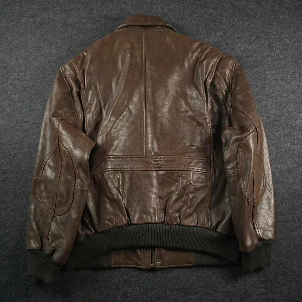 Vtg Andrew Marc New York Mens Brown Leather Jacket Quilted Lining Elbow Pads XL